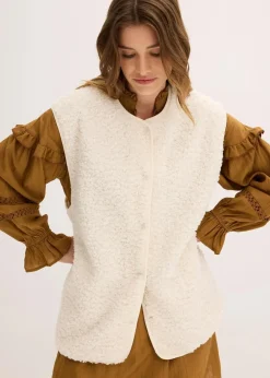 bonprix Jacken & Mäntel|Sweat^Teddy-Weste perlweiß