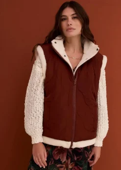 bonprix Jacken & Mäntel|Bekleidung·Hosen^Teddy-Weste zum Wenden mahagonibraun/naturbeige