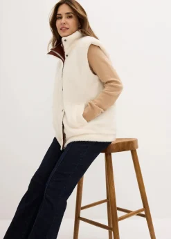 bonprix Jacken & Mäntel|Bekleidung·Hosen^Teddy-Weste zum Wenden mahagonibraun/naturbeige