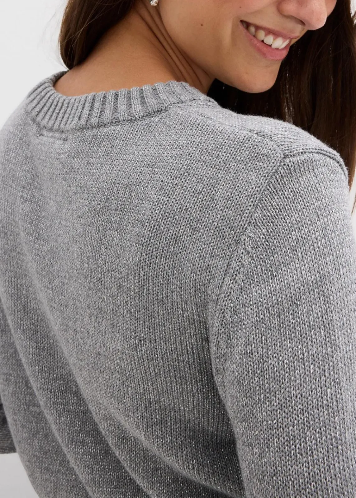 bonprix Bekleidung·Blazer|Umstandsmode^2-teiliges Umstandsset aus Pullover und Rock aus Baumwolle mit Glanzgarn grau meliert