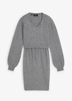 bonprix Umstandsmode|Nachhaltigere Materialien^2-teiliges Umstands-Strickset aus Pullover und Rock grau meliert