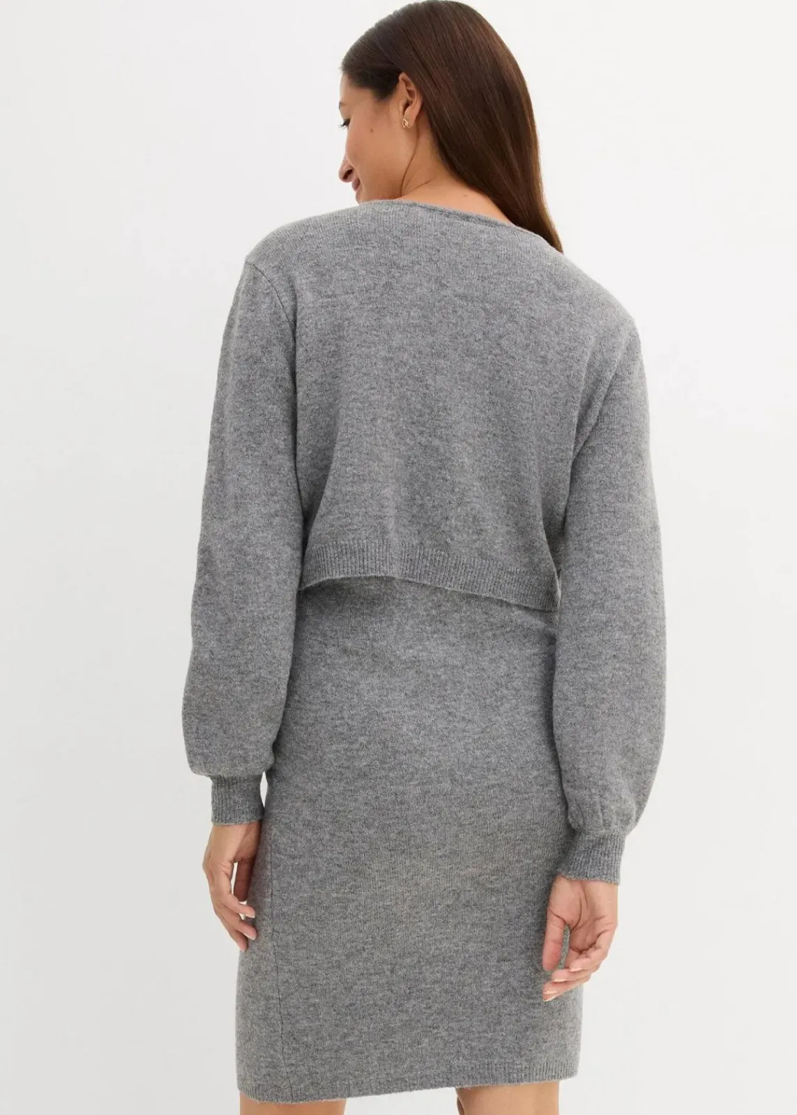 bonprix Umstandsmode|Nachhaltigere Materialien^2-teiliges Umstands-Strickset aus Pullover und Rock grau meliert