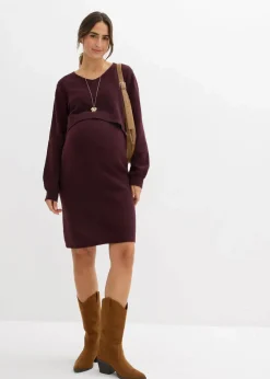 bonprix Bekleidung·Blazer|Nachhaltigere Materialien^2-teiliges Umstands-Strickset aus Pullover und Rock weinrot