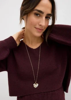bonprix Bekleidung·Blazer|Nachhaltigere Materialien^2-teiliges Umstands-Strickset aus Pullover und Rock weinrot