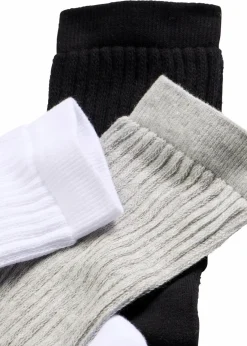 bonprix Socken & Strumpfhosen|Nachhaltigere Materialien^Tennissocken mit Bio-Baumwolle (3er Pack) schwarz + weiß + hellgrau meliert