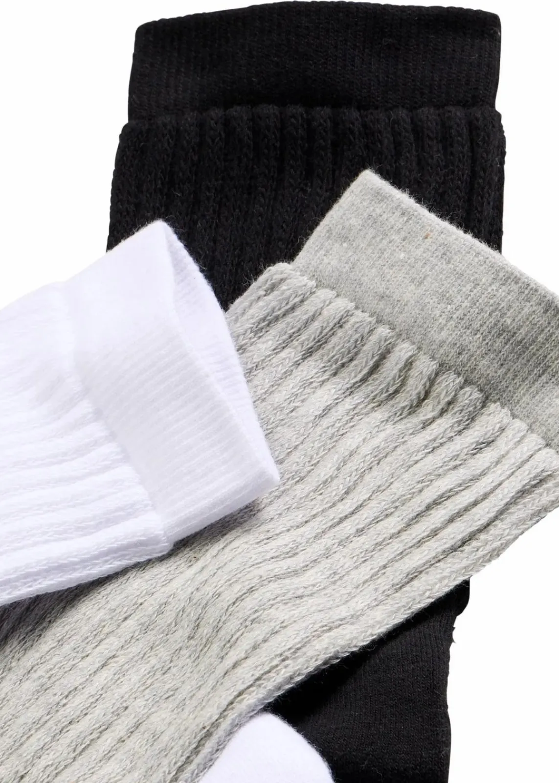 bonprix Socken & Strumpfhosen|Nachhaltigere Materialien^Tennissocken mit Bio-Baumwolle (3er Pack) schwarz + weiß + hellgrau meliert