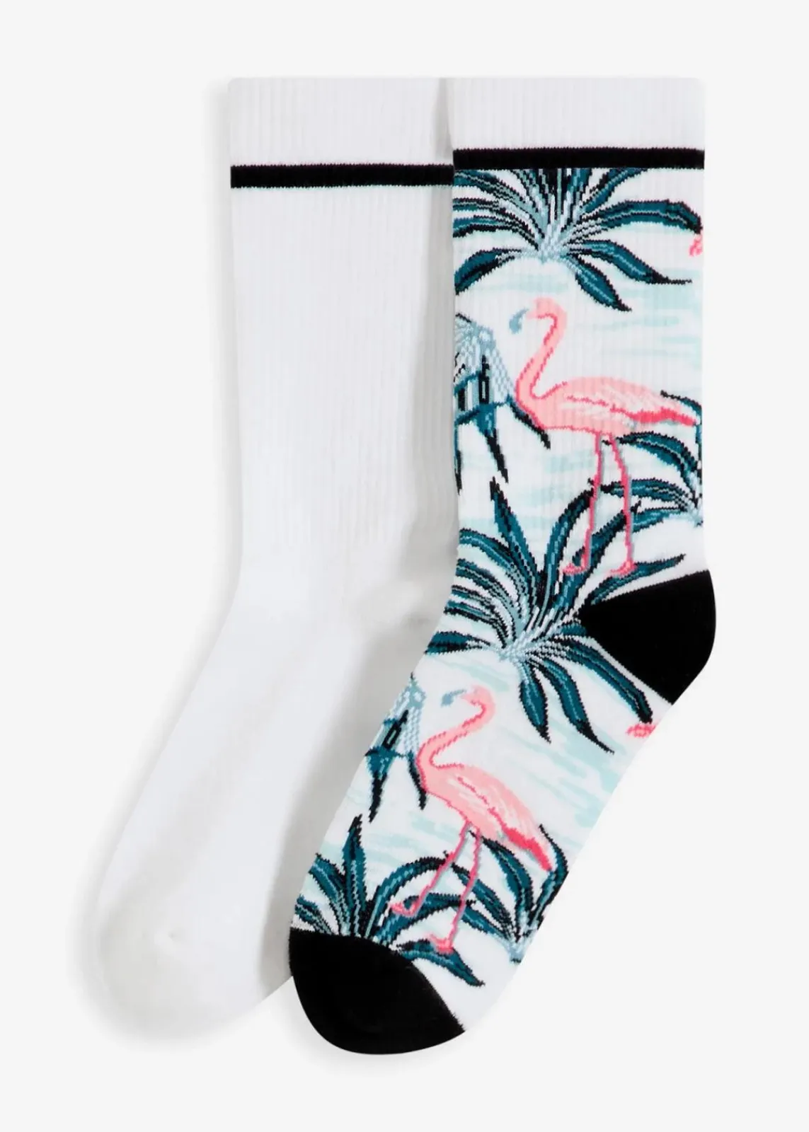 bonprix Socken|Socken^Tennissocken mit Bio-Baumwolle und Frottee in der Sohle (2er Pack) weiß/schwarz + bunt