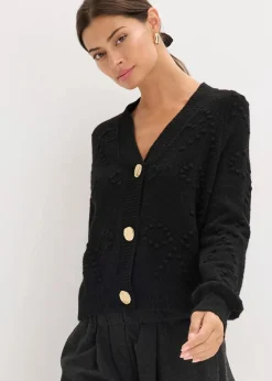 bonprix Bekleidung·Umstandsmode|Pullover & Strickjacken^Texturierte Strickjacke schwarz