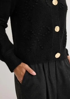 bonprix Bekleidung·Umstandsmode|Pullover & Strickjacken^Texturierte Strickjacke schwarz
