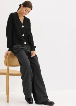 bonprix Bekleidung·Umstandsmode|Pullover & Strickjacken^Texturierte Strickjacke schwarz