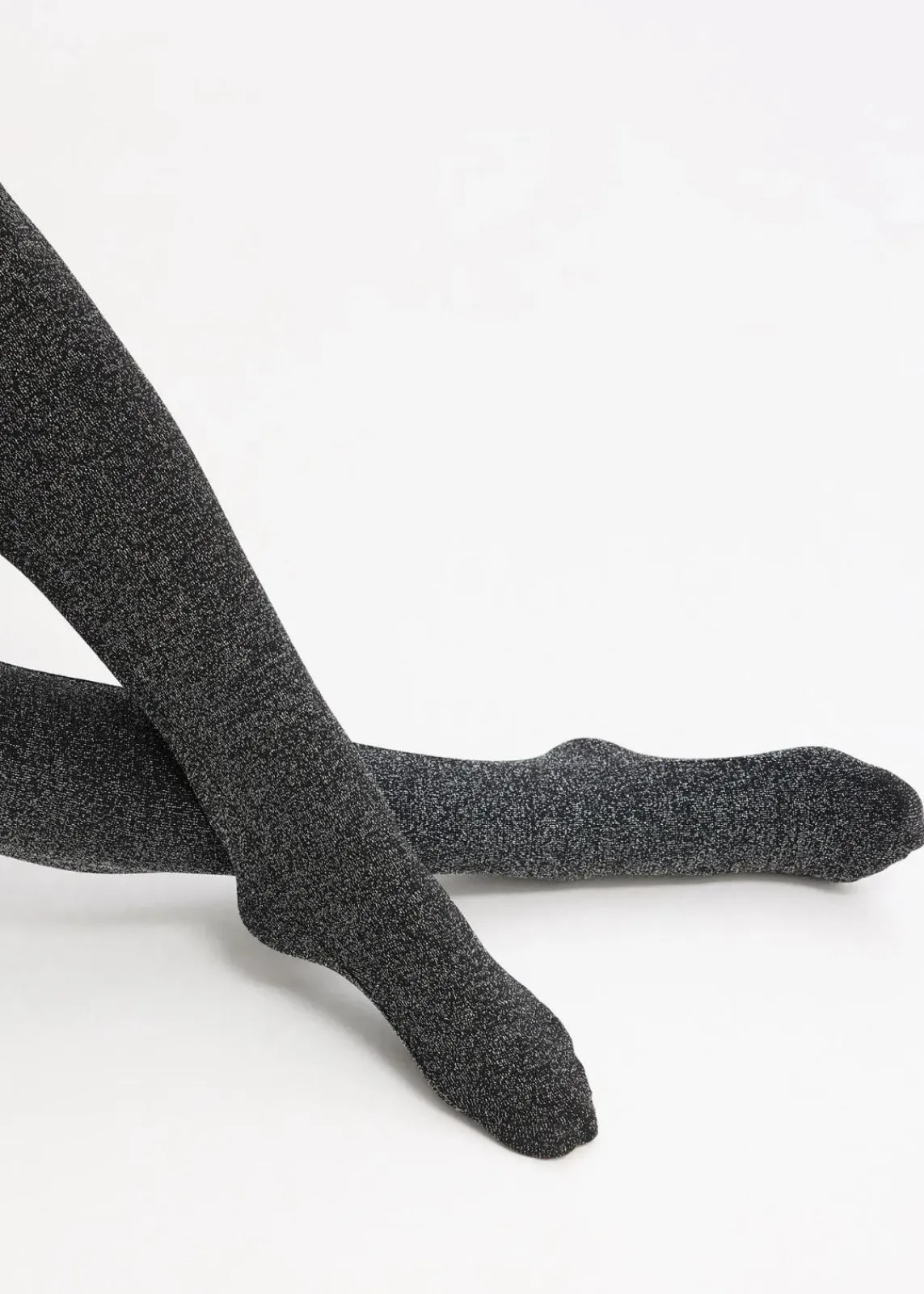 bonprix Wäsche·Socken & Strumpfhosen|Thermounterwäsche^Thermo Fleece Strumpfhose aus Glitzergarn schwarz/silber