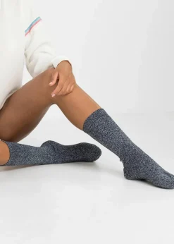 bonprix Socken|Socken^Thermo Frottee Socken mit Bio-Baumwolle (4er Pack) schwarz/dunkelblau/grau meliert