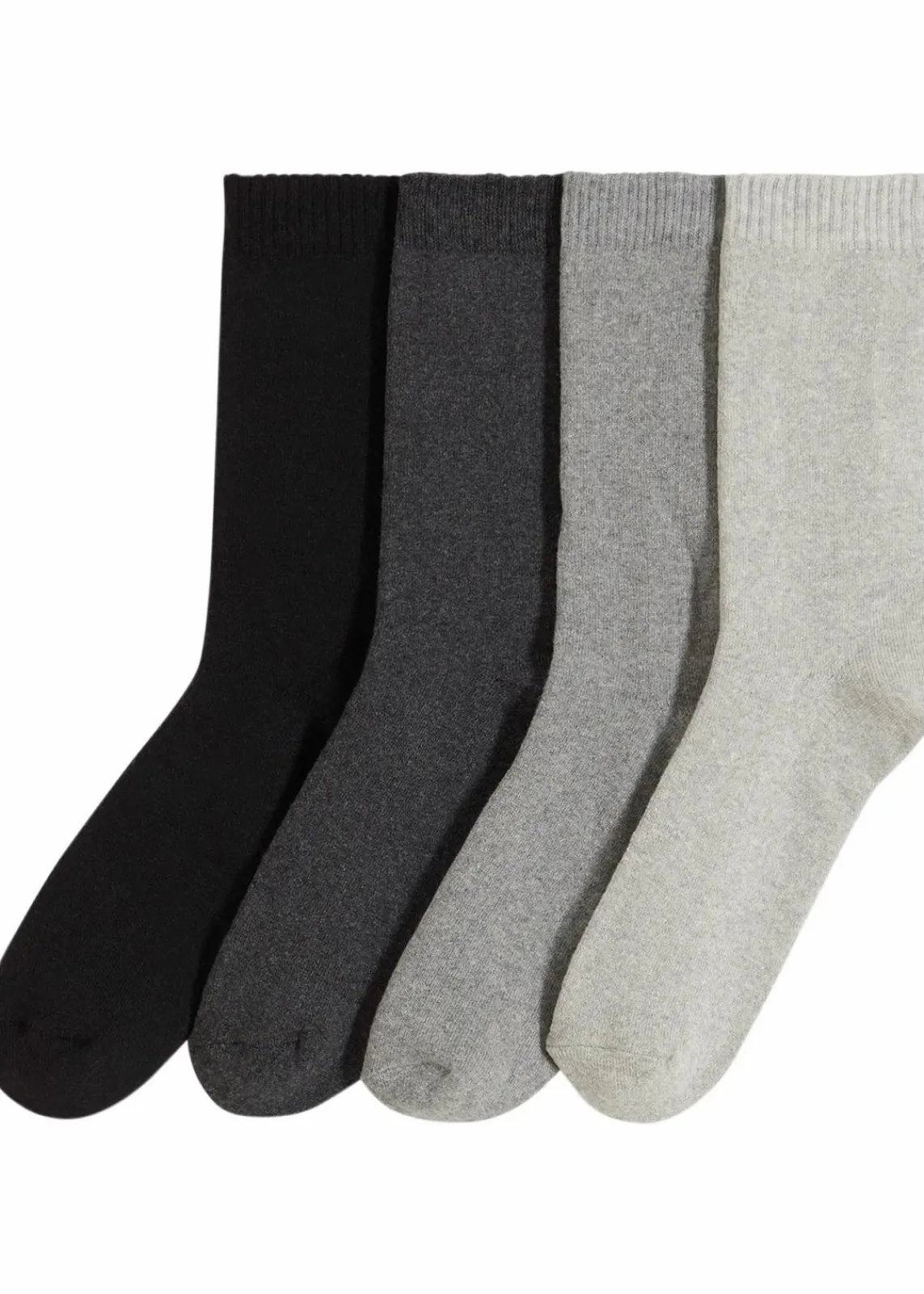 bonprix Nachhaltigere Materialien|Thermounterwäsche^Thermo Frottee Socken mit Bio-Baumwolle (4er Pack) schwarz + anthrazit meliert + grau meliert + hellgrau meliert