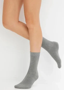 bonprix Nachhaltigere Materialien|Thermounterwäsche^Thermo Frottee Socken mit Bio-Baumwolle (4er Pack) schwarz + anthrazit meliert + grau meliert + hellgrau meliert