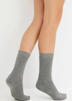 bonprix Nachhaltigere Materialien|Thermounterwäsche^Thermo Frottee Socken mit Bio-Baumwolle (4er Pack) schwarz + anthrazit meliert + grau meliert + hellgrau meliert
