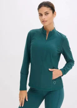 bonprix Jacken & Mäntel|Sportbekleidung^Thermo Funktionsjacke mit halben Reißverschluss, schnelltrocknend petrolgrün