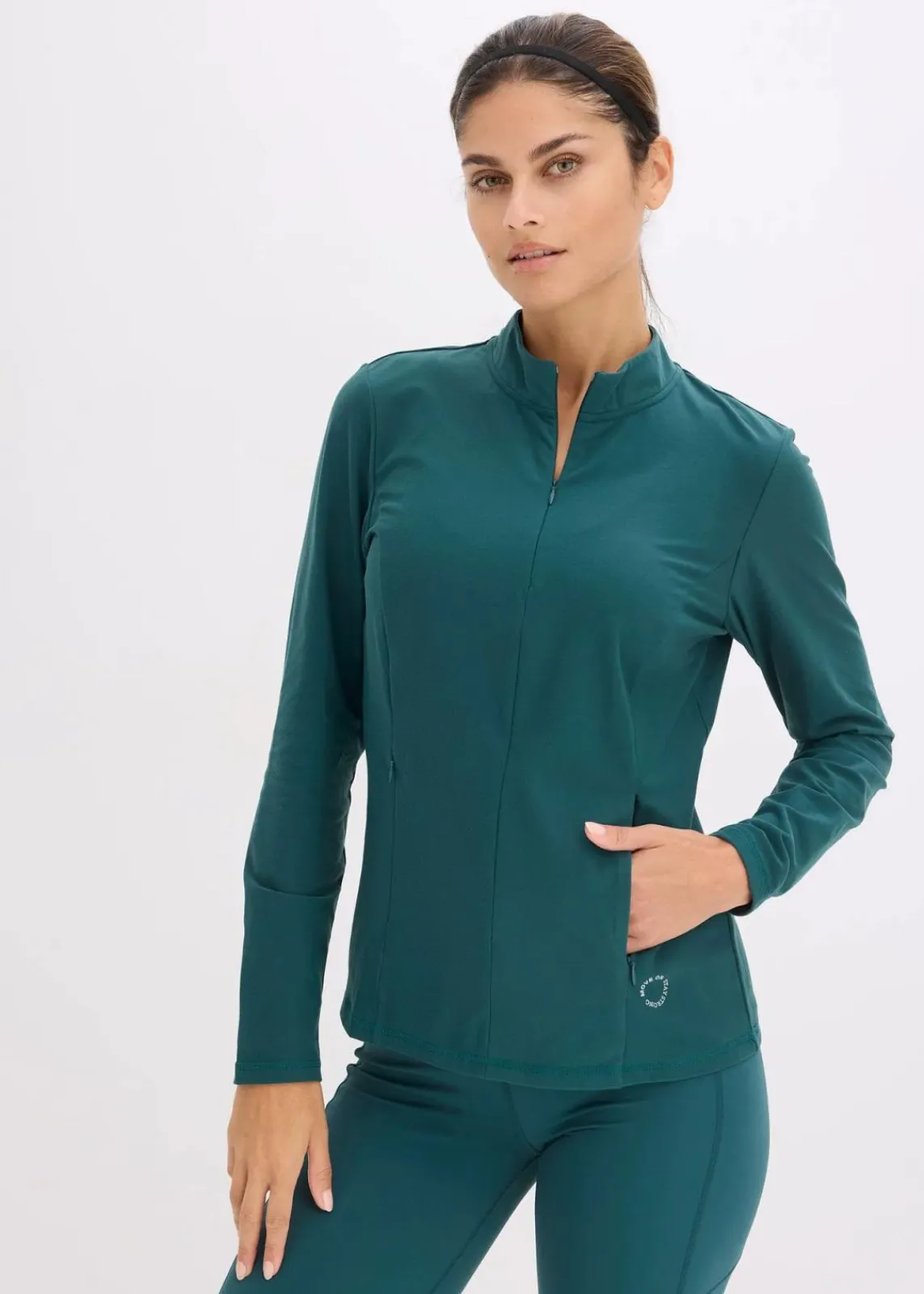 bonprix Jacken & Mäntel|Sportbekleidung^Thermo Funktionsjacke mit halben Reißverschluss, schnelltrocknend petrolgrün