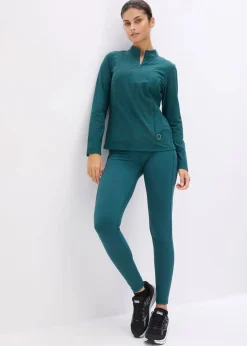 bonprix Jacken & Mäntel|Sportbekleidung^Thermo Funktionsjacke mit halben Reißverschluss, schnelltrocknend petrolgrün