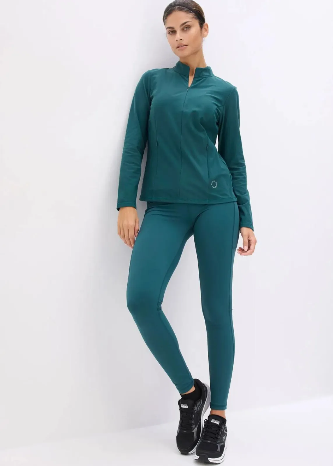 bonprix Jacken & Mäntel|Sportbekleidung^Thermo Funktionsjacke mit halben Reißverschluss, schnelltrocknend petrolgrün