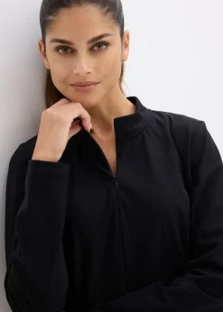 bonprix Bekleidung·Sweat|Nachhaltigere Materialien^Thermo Funktionsjacke mit halben Reißverschluss, schnelltrocknend schwarz