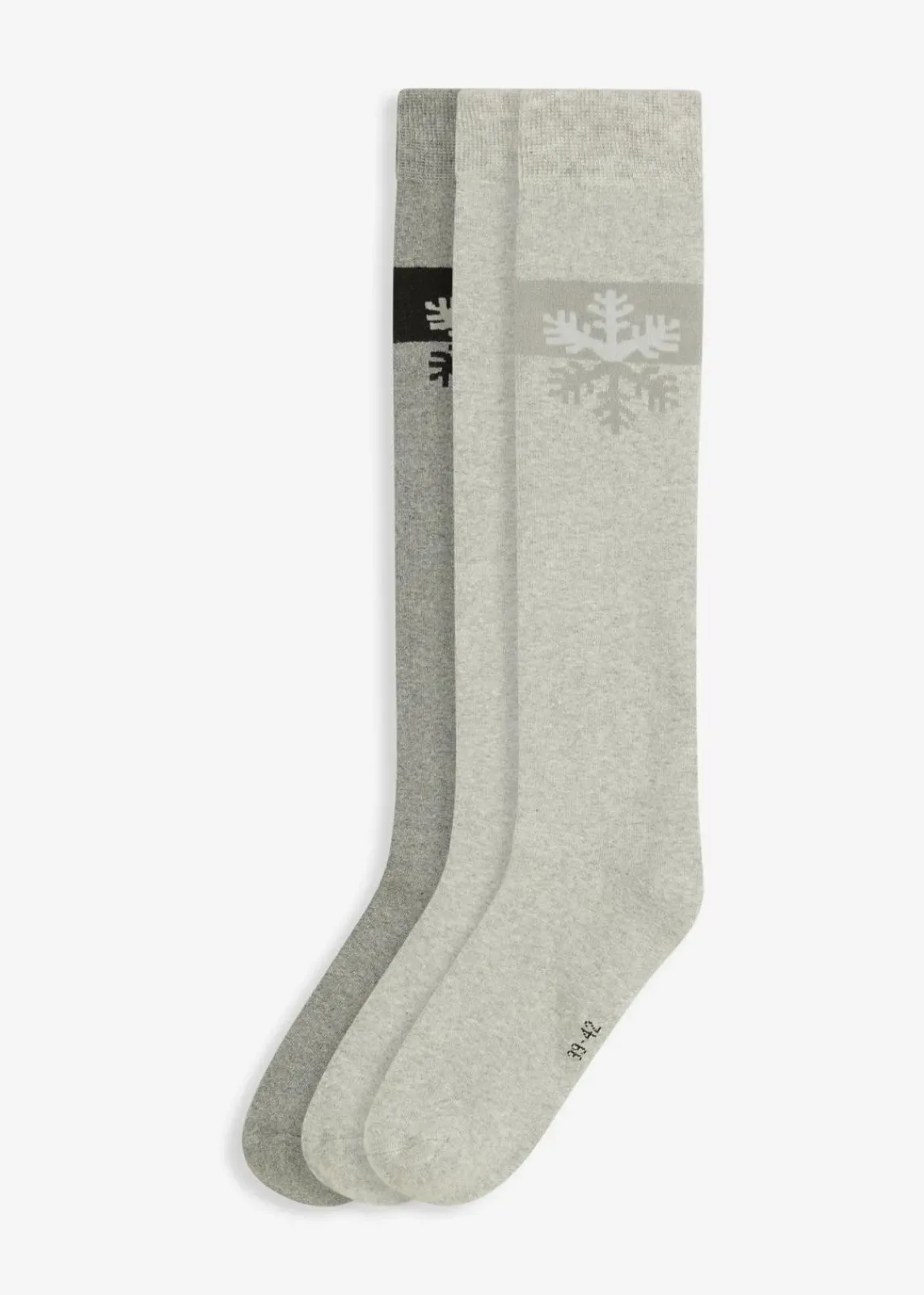 bonprix Socken|Socken^Thermo Kniestrümpfe mit weichem Innenfrottee mit Bio-Baumwolle (3er Pack) hellgrau meliert + grau meliert