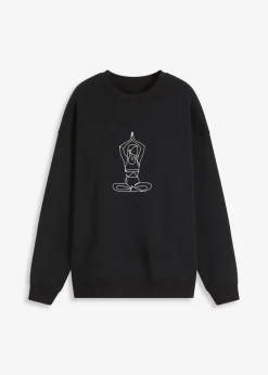 bonprix Bekleidung·Sweat|Bekleidung·Blusen & Tuniken^Thermo Oversized Funktions-Sweatshirt, schnelltrocknend schwarz bedruckt
