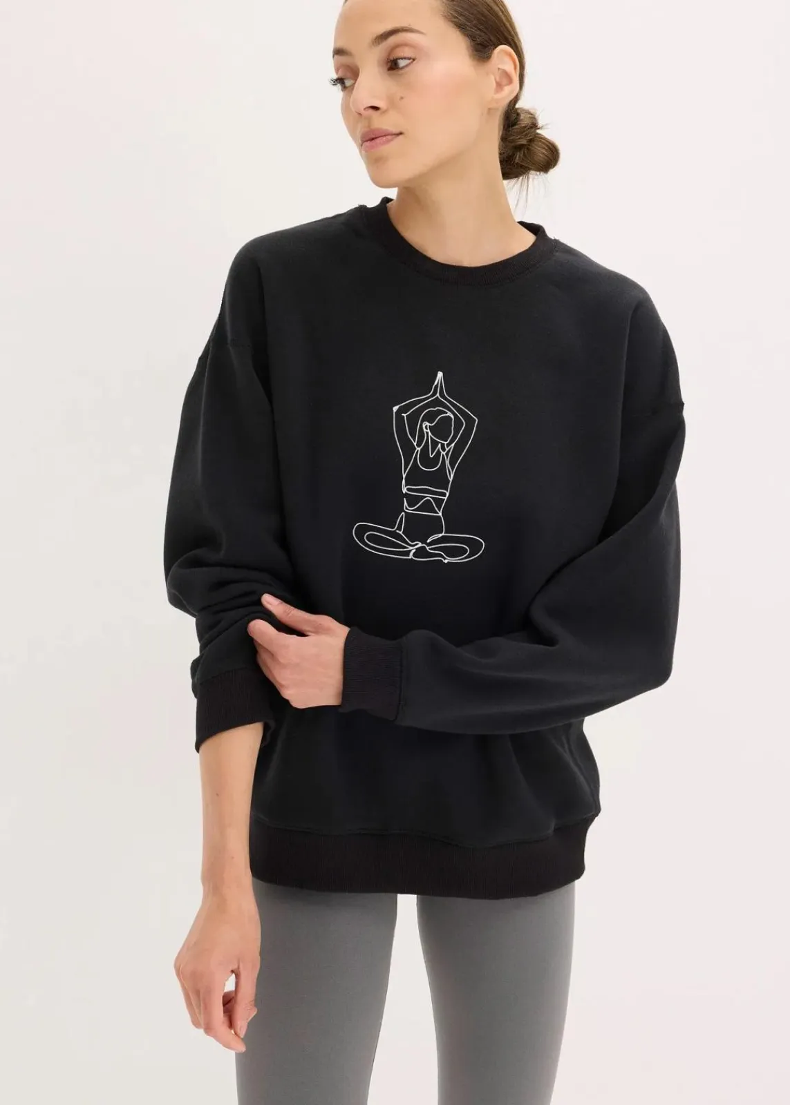 bonprix Bekleidung·Sweat|Bekleidung·Blusen & Tuniken^Thermo Oversized Funktions-Sweatshirt, schnelltrocknend schwarz bedruckt