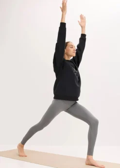 bonprix Bekleidung·Sweat|Bekleidung·Blusen & Tuniken^Thermo Oversized Funktions-Sweatshirt, schnelltrocknend schwarz bedruckt
