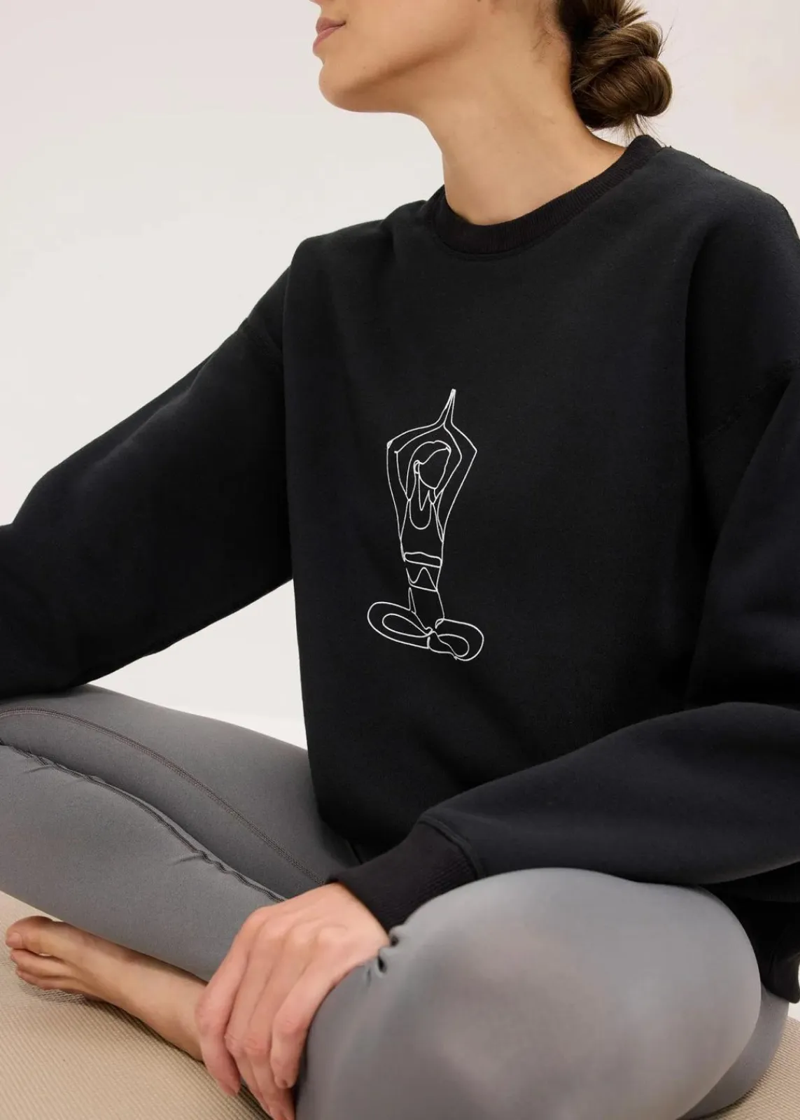 bonprix Bekleidung·Sweat|Bekleidung·Blusen & Tuniken^Thermo Oversized Funktions-Sweatshirt, schnelltrocknend schwarz bedruckt