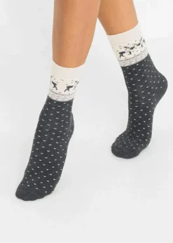 bonprix Pantoletten, Sandalen & Hausschuhe|Socken^Thermo Socken mit Bio-Baumwolle (3er Pack) grau meliert