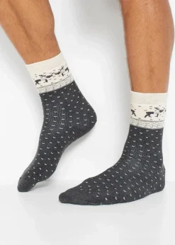 bonprix Pantoletten, Sandalen & Hausschuhe|Socken^Thermo Socken mit Bio-Baumwolle (3er Pack) grau meliert