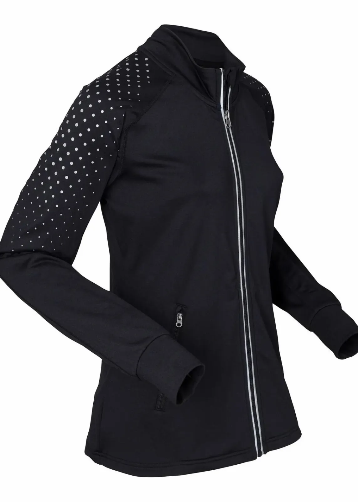 bonprix Outdoorbekleidung|Thermobekleidung^Thermo Sportjacke mit reflektierendem Druck schwarz gepunktet