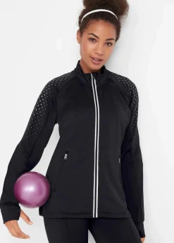 bonprix Outdoorbekleidung|Thermobekleidung^Thermo Sportjacke mit reflektierendem Druck schwarz gepunktet