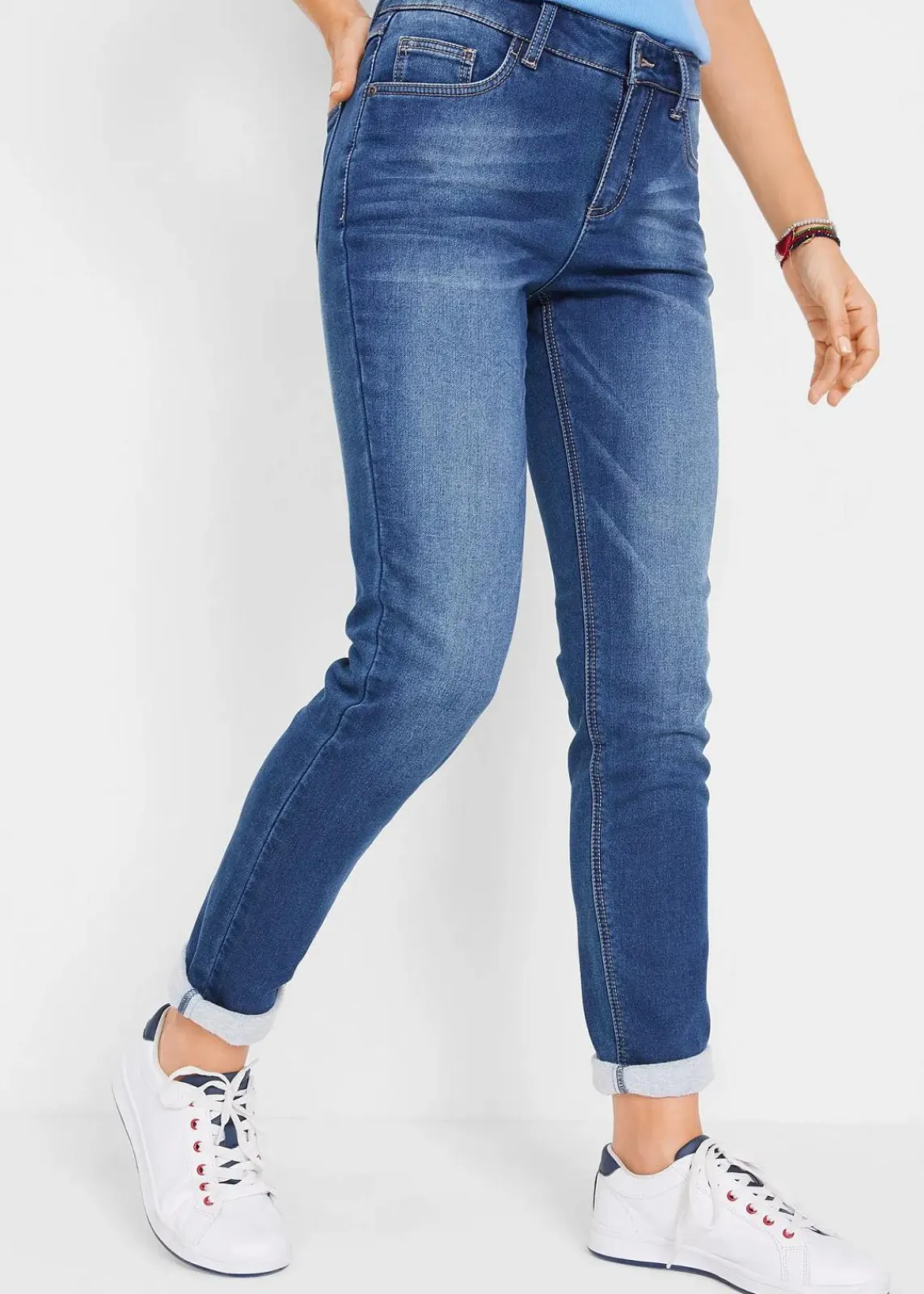 bonprix Bekleidung·Shirts & Tops|Thermobekleidung^Thermojeans mit kuscheliger Innenseite, Boyfriend blau used