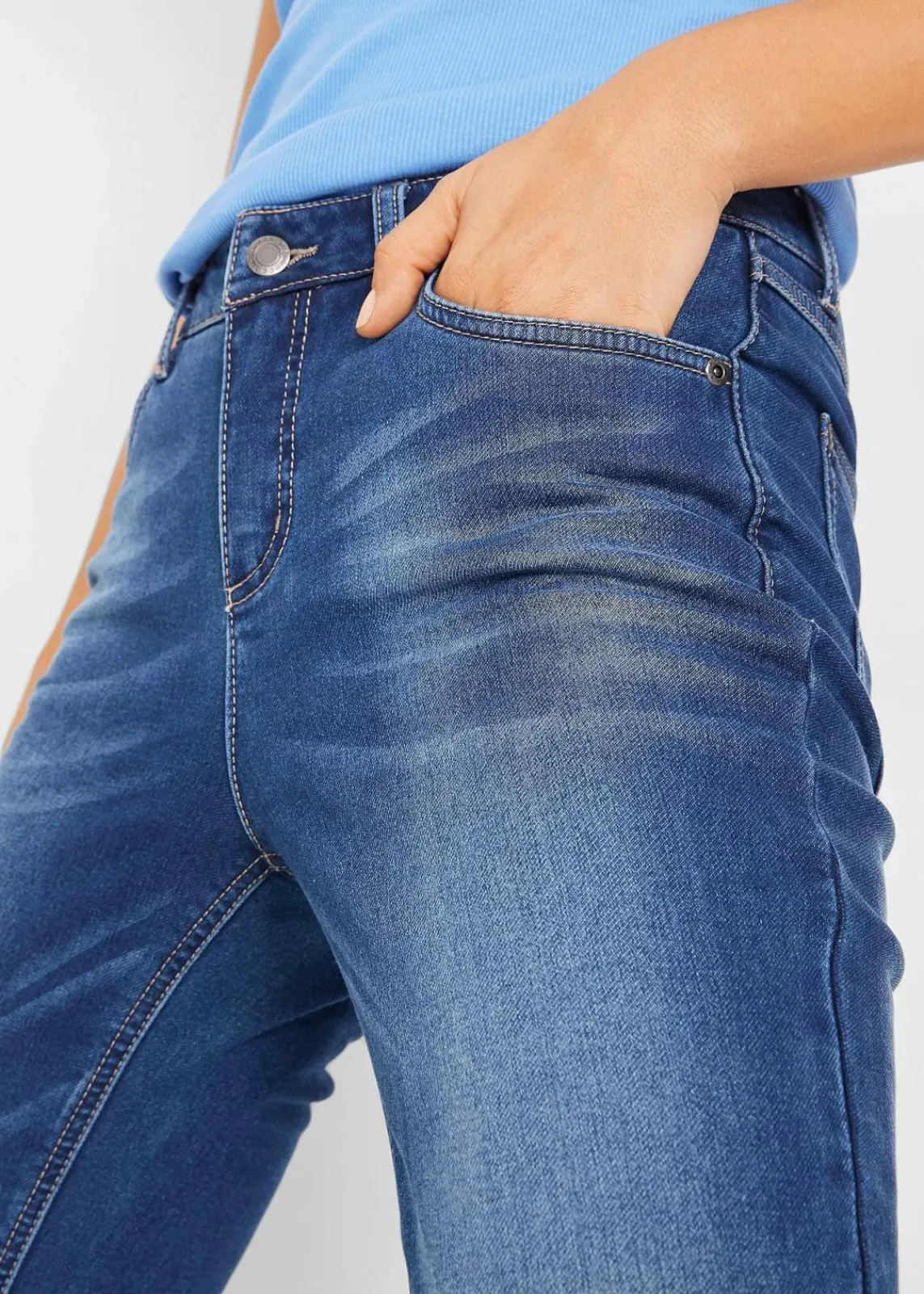 bonprix Bekleidung·Shirts & Tops|Thermobekleidung^Thermojeans mit kuscheliger Innenseite, Boyfriend blau used