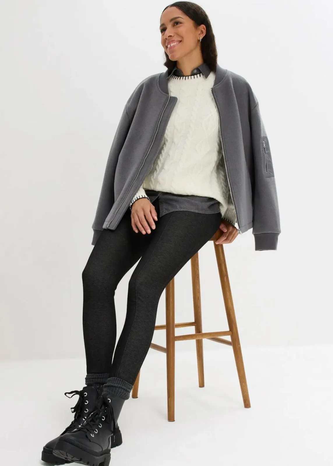 bonprix Thermobekleidung|Hosen^Thermo-Leggings in Jeansoptik schwarz used