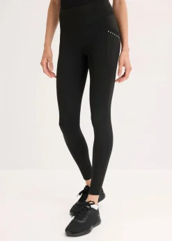 bonprix Hosen|Sportbekleidung^Thermo-Leggings mit reflektierenden Details und Handytasche schwarz