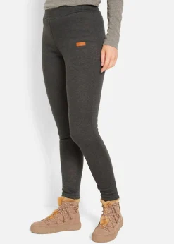 bonprix Hosen|Bekleidung·Kleider^Thermo-Leggings mit Teddyfutter anthrazit meliert