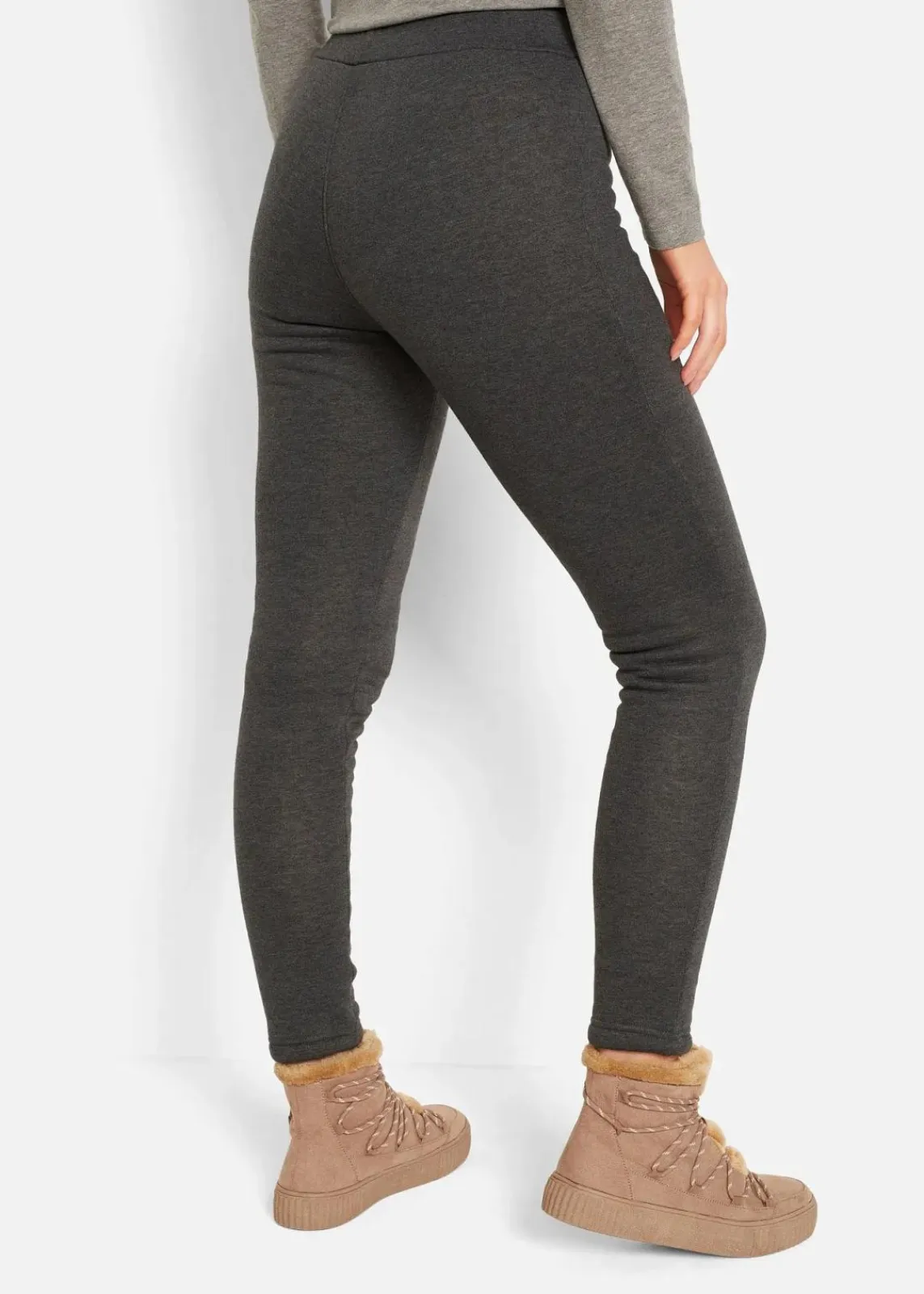 bonprix Hosen|Bekleidung·Kleider^Thermo-Leggings mit Teddyfutter anthrazit meliert