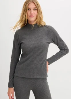 bonprix Shirts & Tops|Sportbekleidung^Thermoshirt mit Stehkragen grau meliert meliert