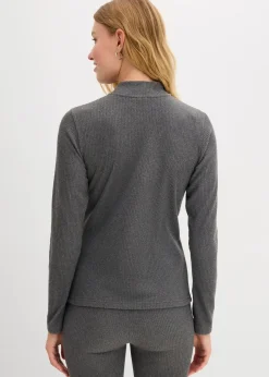 bonprix Shirts & Tops|Sportbekleidung^Thermoshirt mit Stehkragen grau meliert meliert