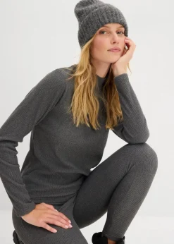 bonprix Shirts & Tops|Sportbekleidung^Thermoshirt mit Stehkragen grau meliert meliert