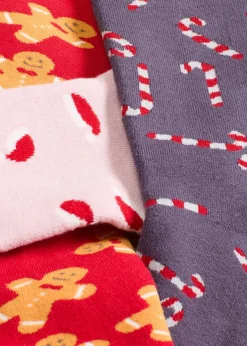 bonprix Mehrfachpacks|Jungen·Strümpfe^Thermosocken (3er Pack) blaubeere gemustert + salsarot gemustert + kristallrosa gemustert