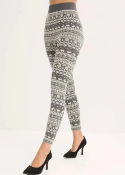 bonprix Bekleidung·Kleider|Nachhaltigere Materialien^Thermo-Strumpfleggings grau/wollweiß gemustert