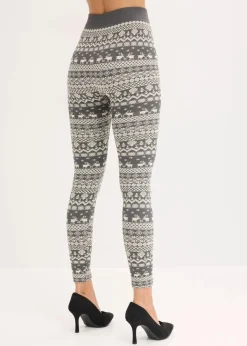 bonprix Bekleidung·Kleider|Nachhaltigere Materialien^Thermo-Strumpfleggings grau/wollweiß gemustert