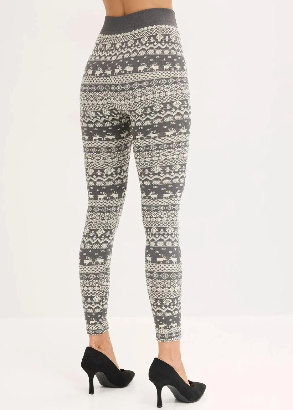 bonprix Bekleidung·Kleider|Nachhaltigere Materialien^Thermo-Strumpfleggings grau/wollweiß gemustert