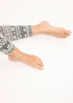 bonprix Bekleidung·Kleider|Nachhaltigere Materialien^Thermo-Strumpfleggings grau/wollweiß gemustert