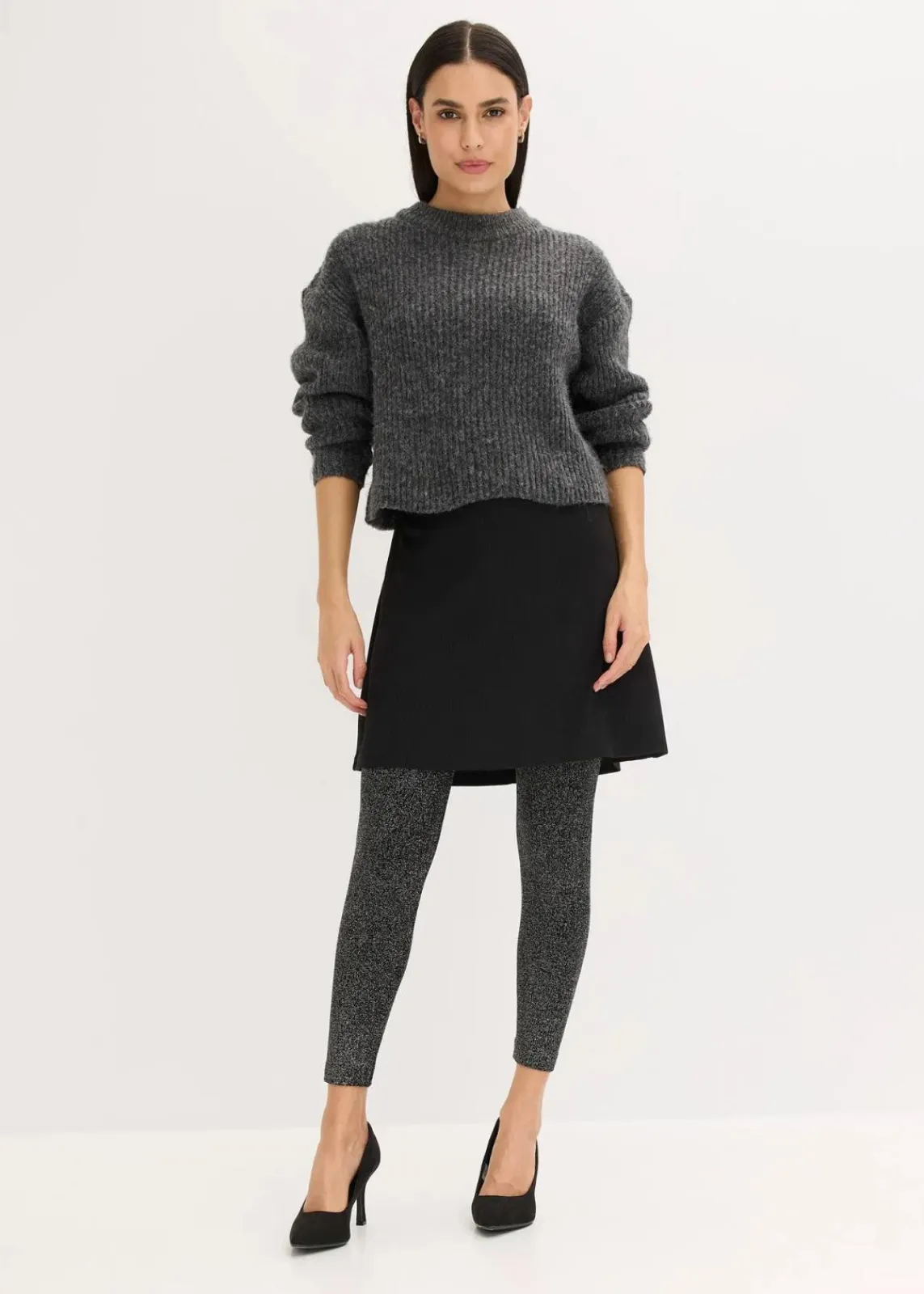 bonprix Bekleidung·Kleider|Thermounterwäsche^Thermo-Strumpfleggings aus Glitzergarn schwarz/silber