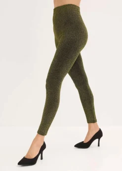 bonprix Hosen|Thermounterwäsche^Thermo-Strumpfleggings aus Glitzergarn schwarz/gold