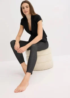 bonprix Hosen|Bekleidung·Kleider^Thermo-Strumpfleggings in Jeansoptik schwarz meliert